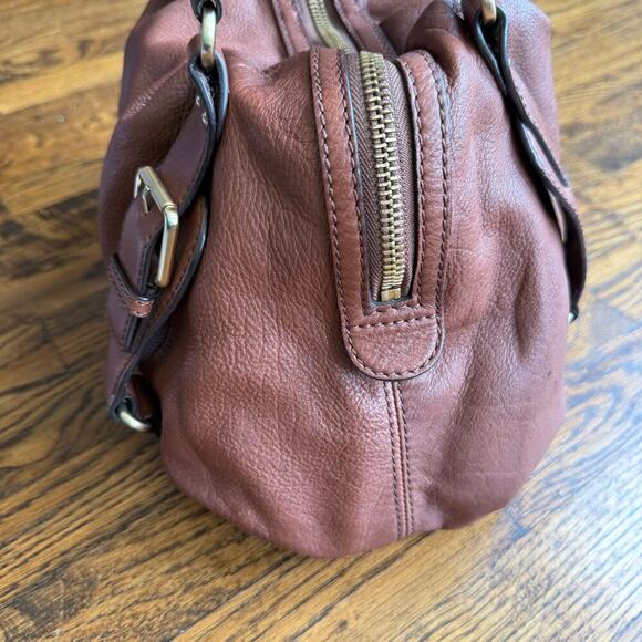 MICHAEL KORS $398 Lattington Large Satchel Soft Leather Cognac Brown Zip Handbag - Picture 4 of 16